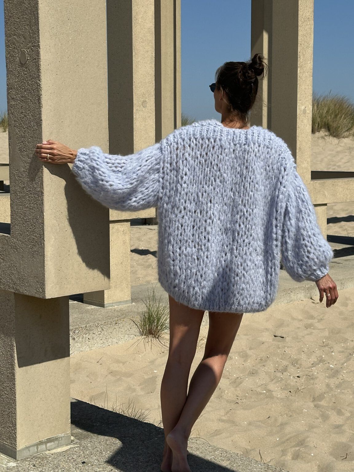 lang grof gebreid vest